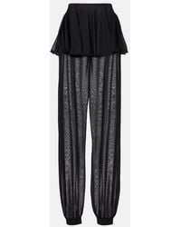 Alaïa - Mid-Rise Semi-Sheer Wide-Leg Pants - Lyst