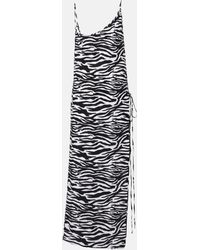 The Attico - Zebra-print Side-slit Midi Dress - Lyst
