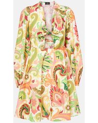 Etro - Floral Cotton And Silk Minidress - Lyst