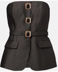 Self-Portrait - Self Portrait Taffeta Belted Bandeau Top - Lyst