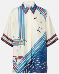 ALÉMAIS - Printed Silk Satin Shirt - Lyst