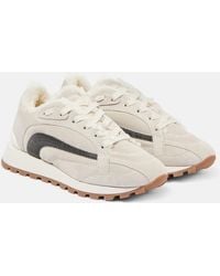 Brunello Cucinelli - Sneakers Monili Aus Veloursleder Mit Shearling - Lyst