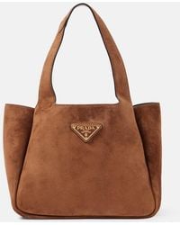 Prada - Medium Suede Shoulder Bag - Lyst