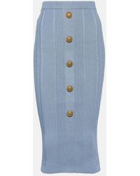 Balmain - Ribbed-Knit Midi Skirt - Lyst