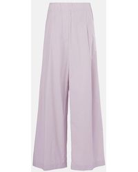 Dries Van Noten - High-Rise Cotton Wide-Leg Pants - Lyst