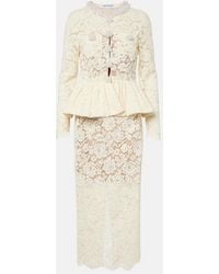 Self-Portrait - Peplum Lace Midi Dress - Lyst