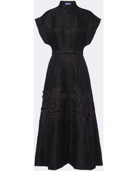 LEO LIN - Aubrey Floral-Applique Linen-Blend Midi Dress - Lyst