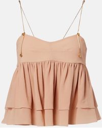 Chloé - Tiered Ruffle Organic Silk Georgette Babydoll Top - Lyst
