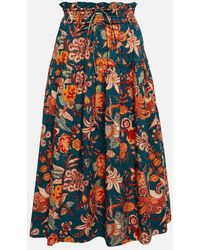 Ulla Johnson - Falda Midi Kyra De Algodon De Tiro Alto - Lyst