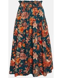 Ulla Johnson - Kyra High-rise Floral Cotton Midi Skirt - Lyst