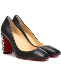 Christian Louboutin Donna Stud Spikes 85 Leather Court Shoes - Black