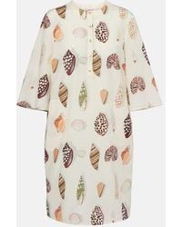 Eres - Creme Printed Coton And Silk Minidress - Lyst