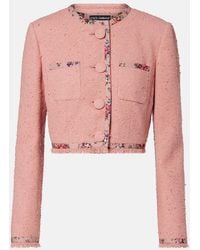Dolce & Gabbana - Floral Cropped Cotton-Blend Tweed Jacket - Lyst