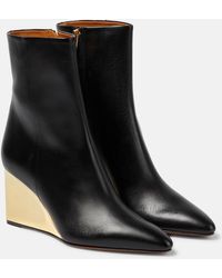 Chloé - Rebecca Leather Wedge Ankle Boots - Lyst