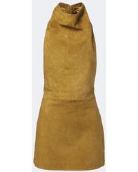retroféte - Zoriel Draped Open-Back Suede Minidress - Lyst