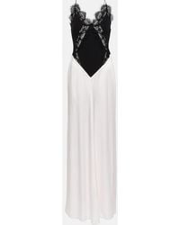 Victoria Beckham - Duchesse-satin And Lace-trimmed Jersey Maxi Dress - Lyst