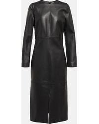 Totême - Paneled Leather Midi Dress - Lyst