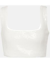 Galvan London - Bridal Beating Heart Sequined Crop Top - Lyst