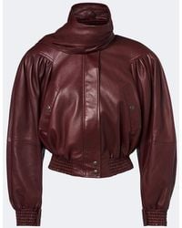 Chloé - Cropped Leather Bomber Jacket - Lyst