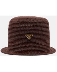 Prada - Logo Crochet Cotton Bucket Hat - Lyst