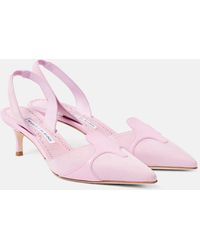 Manolo Blahnik - Slingback-Pumps Poligleto 50 Aus Veloursleder - Lyst
