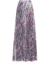 Max Mara Floral-printed Pleated Skirt - Purple