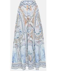 Camilla - Embellished Floral Linen Maxi Skirt - Lyst