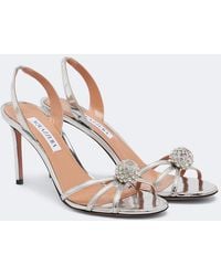 Aquazzura - Crystal Bubble Leather Slingback Sandals - Lyst