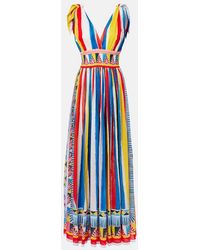 Dolce & Gabbana - Striped Cotton Maxi Dress - Lyst