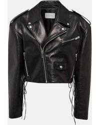 Magda Butrym - Cropped Leather Biker Jacket - Lyst
