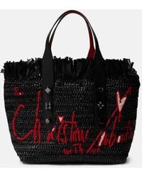 Christian Louboutin - Frangibus Medium Embroidered Raffia Tote Bag - Lyst