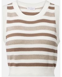 Brunello Cucinelli - Striped Cotton Sweater Vest - Lyst