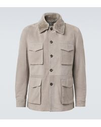 Eleventy - Shearling-Trimmed Suede Field Jacket - Lyst