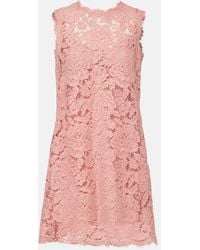 Dolce & Gabbana - Sleeveless Floral Lace A-Line Dress With Dg Logo - Lyst