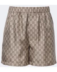 Gucci - Gg Silk Twill Shorts - Lyst