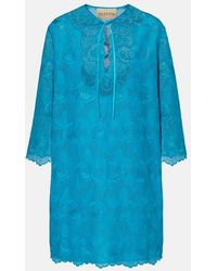 Valentino - Broderie Anglaise Silk-Trimmed Cotton Kaftan - Lyst