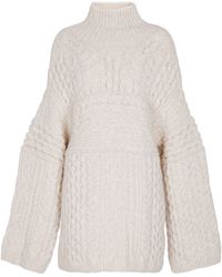 Nanushka Raw Cable-knit Wool-blend Jumper - White