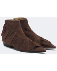JW Anderson - Ruffled Suede Ankle Boots - Lyst