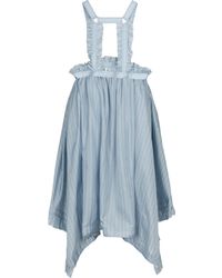 Noir Kei Ninomiya Striped Ruffled Midi Dress - Blue