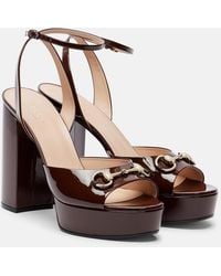 Gucci - Lady Horsebit 85 Patent Leather Sandals - Lyst