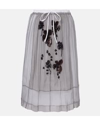 Prada - Falda Midi De Chifon De Seda Con Lentejuelas - Lyst