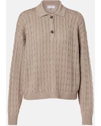 Brunello Cucinelli - Cable-Knit Cotton-Blend Polo Sweater - Lyst