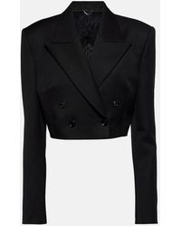 Magda Butrym - Blazer doppiopetto cropped in lana - Lyst