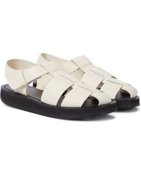 The Row Fisherman Leather Sandals in Black | Lyst
