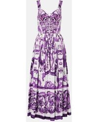 Dolce & Gabbana - Long Poplin Dress With Majolica Print - Lyst