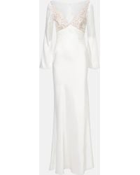 Self-Portrait - X Christopher Kane Robe Aus Satin Mit Spitze - Lyst