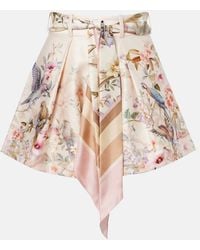 Zimmermann - Rebellion Printed Silk And Cotton Shorts - Lyst