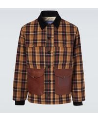 Junya Watanabe - Veste En Coton Et Cuir A Carreaux - Lyst