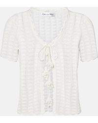 Oscar de la Renta - Pointelle Cotton And Silk Cardigan - Lyst