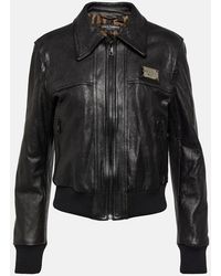 Dolce & Gabbana - Logo Leather Jacket - Lyst